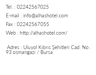 Alhas Hotel iletiim bilgileri